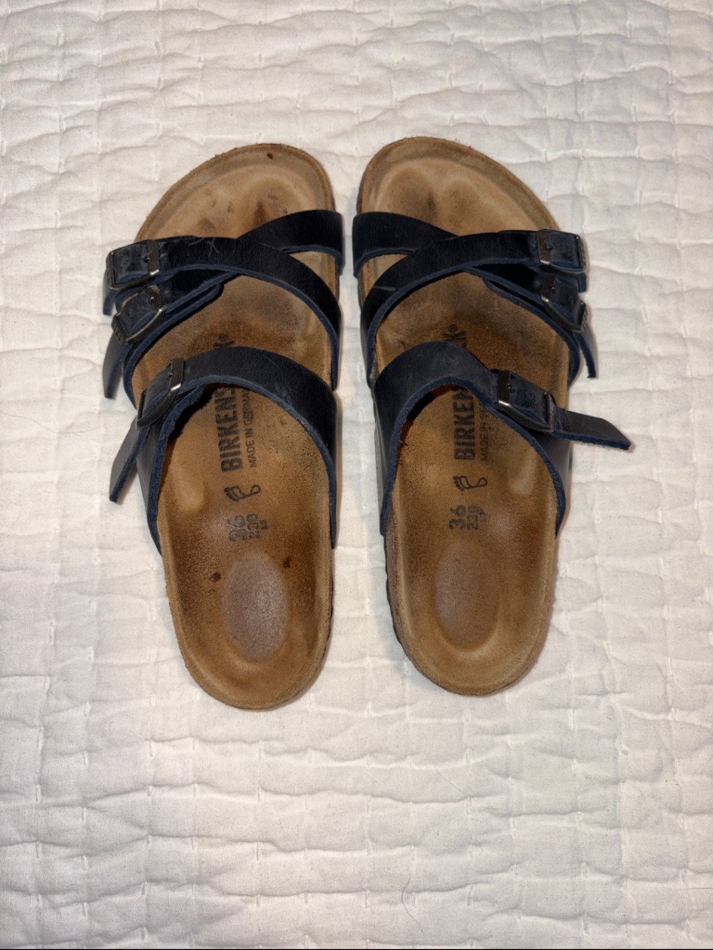 Birkenstock Franca Oiled Leather Blue - Good Condition - Size 36